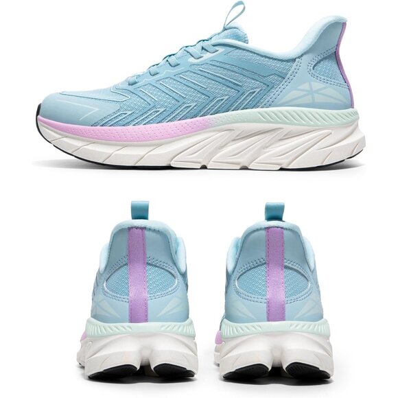 Womens Light Blue Walking Shoes Comfort Breathable Non-Slip Gym Training Sneaker - Picture 7 of 8